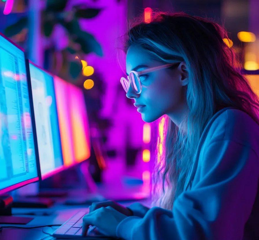 Designer web travaillant sur la conception d’un site internet dans une agence digitale